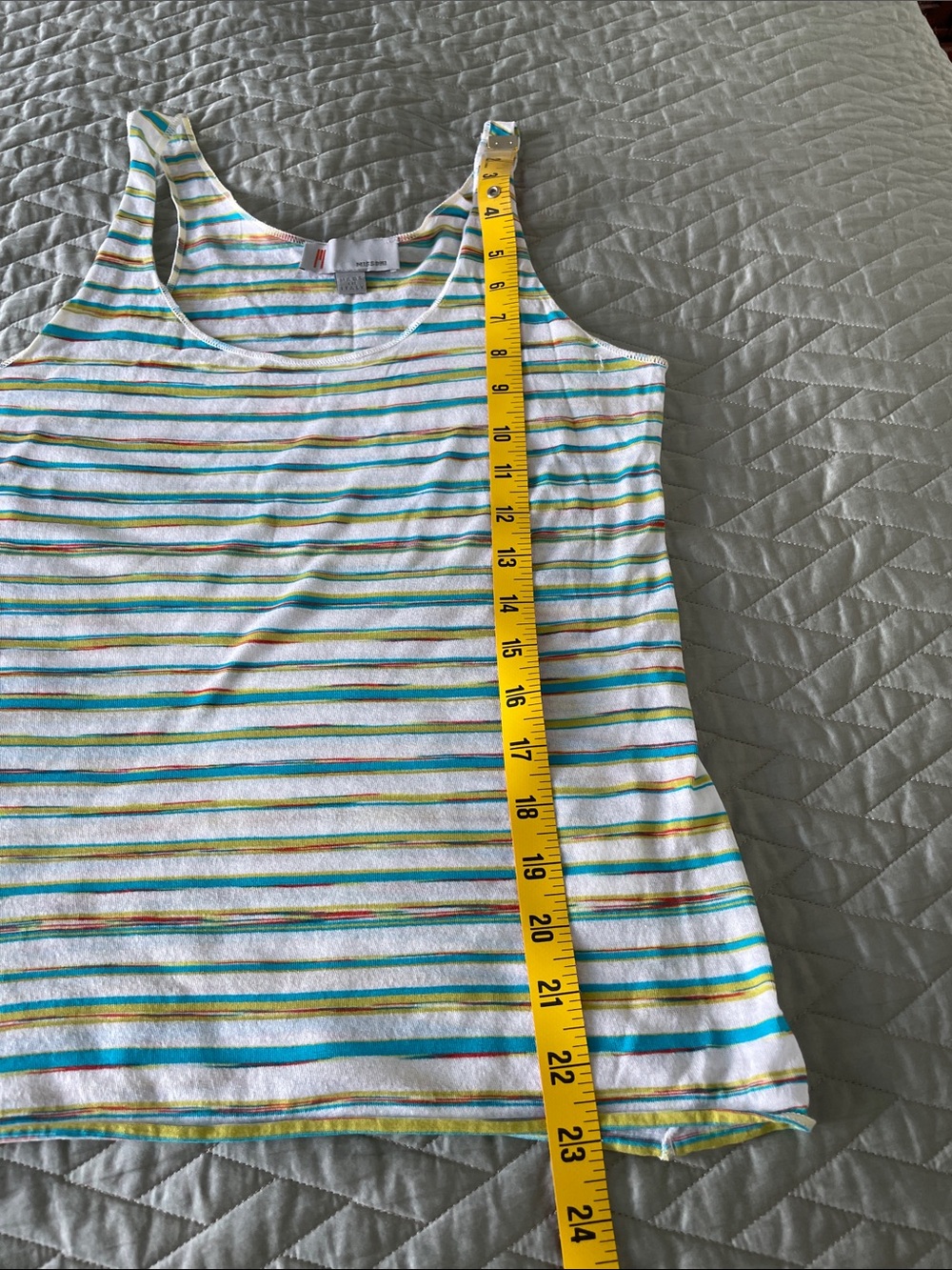 Missoni White Tank Top with Teal, Yellow & Orange Stripes - Picture 9 of 10